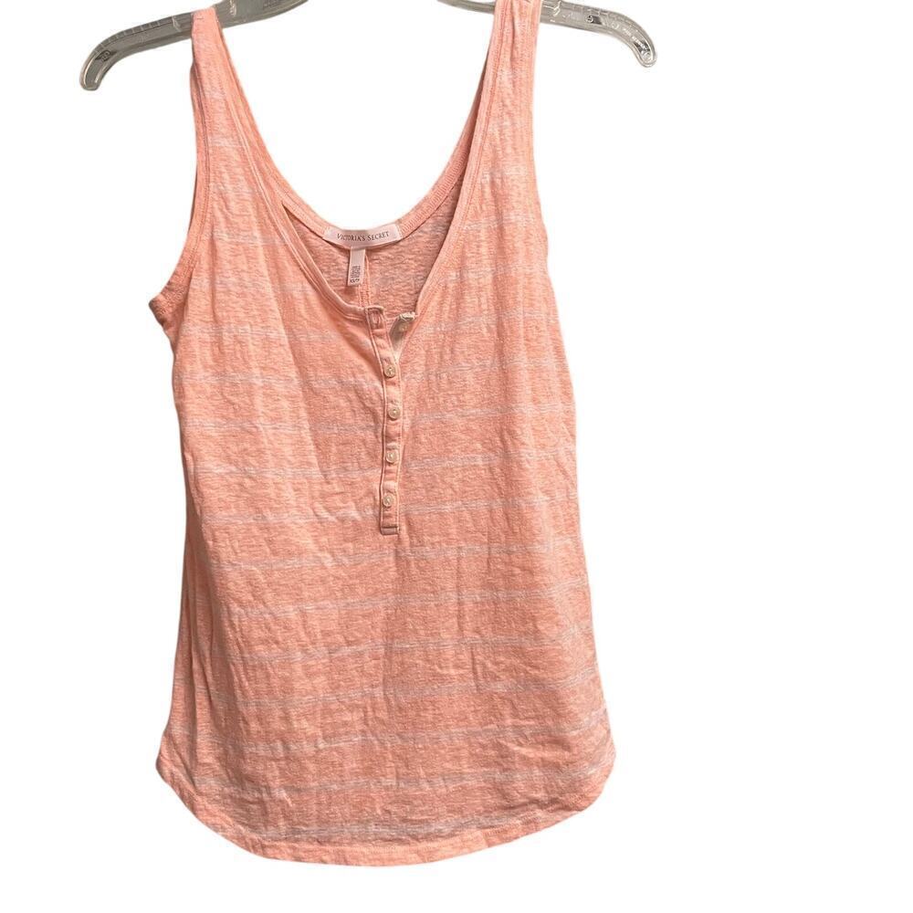Victoria’s Secret Tank Size XS Slub Knit Lightweight Cotton Lounge Summer Peach